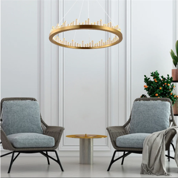 Pendente Roca Dourado E Transparente (D)80Cm (C)0Cm (L)0Cm (A)11Cm 1X36W 3000K 2160Lm Led - BC003G