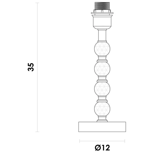 BASE PARA ABAJUR LIT DOURADO E TRANSPARENTE (D)12CM (A)32,5CM  1X40W   E27