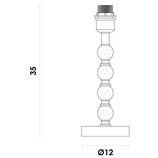 BASE PARA ABAJUR LIT CROMADO E TRANSPARENTE (D)12CM (A)32,5CM 1X40W E27