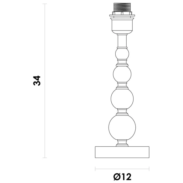 BASE PARA ABAJUR LIT CROMADO E TRANSPARENTE (D)12CM (A)34CM  1X40W   E27