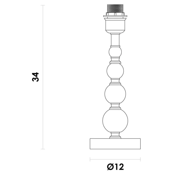 BASE PARA ABAJUR LIT CROMO NEGRO E TRANSPARENTE (D)12CM (A)34CM  1X40W   E27