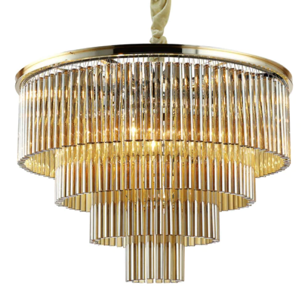 PENDENTE VIVI DOURADO E CONHAQUE (D)60CM (A)42CM 9XE14 360W - AQ031G