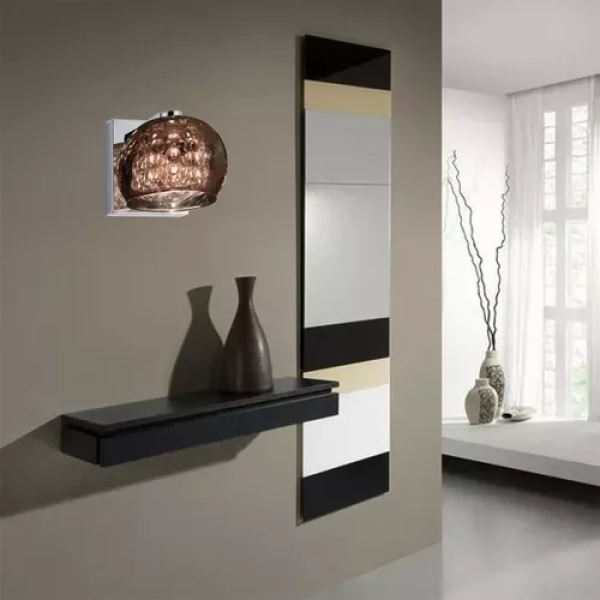 ARANDELA SOHO CROMADO TRANSPARENTE E COBRE (C)16CM (L)13CM (A)12CM 1XG9 25W - HO7616CO