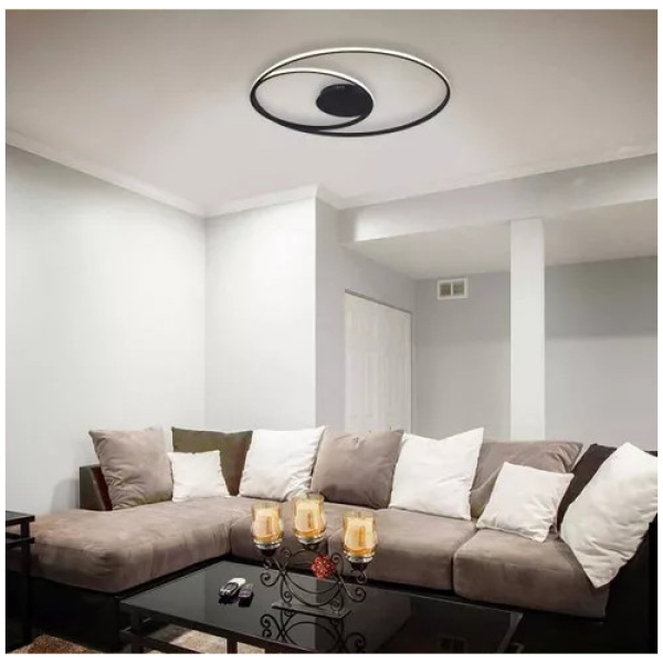 PLAFON DE SOBREPOR ORBITA PRETO (D)69 + 38CM (A)2CM 1X60W 3000K 3230LM - GD007LB