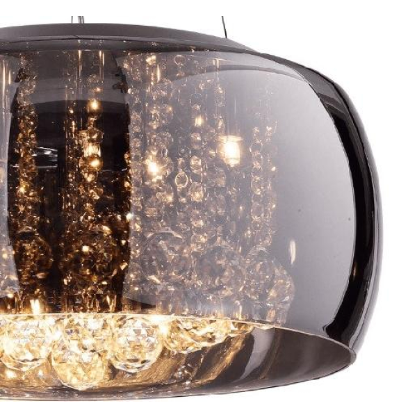 PENDENTE / PLAFON SOHO CROMADO E TRANSPARENTE (D)40CM (A)23CM 5XG9 125W - PD002CR