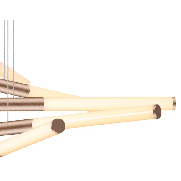 PENDENTE PALITO DOURADO (C)90CM (L)90CM (A)23CM 10X7,2W 2700K 3600LM - CD014