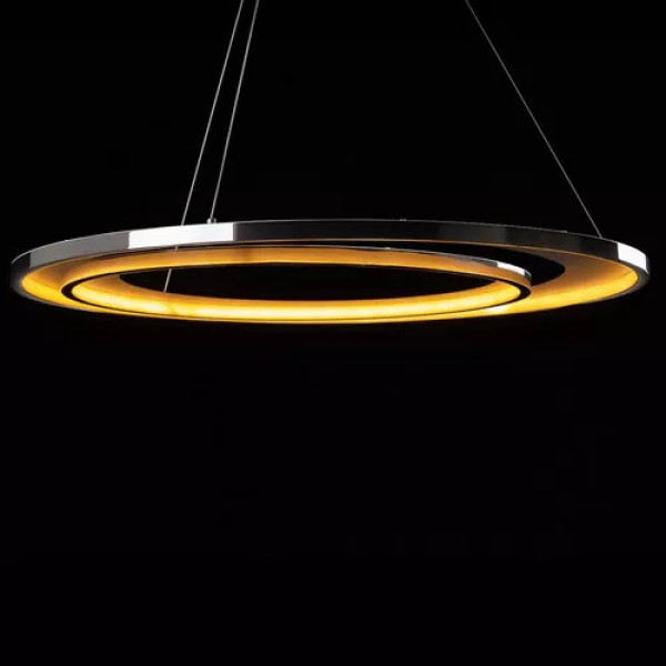 PENDENTE LOOP CROMADO E BRANCO (D)82 + 62CM (A)2.2CM 1X76W 3000K 3000LM - HM010CR