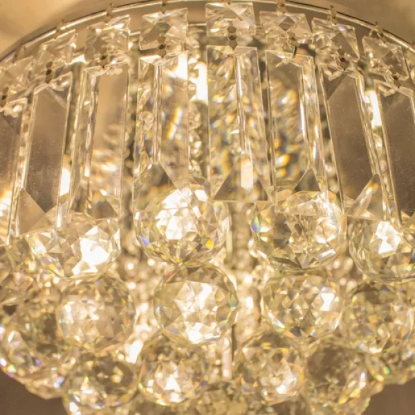 PLAFON DE SOBREPOR KRI CROMADO E TRANSPARENTE (D)40CM (A)24CM 5XG9 200W - HU1103