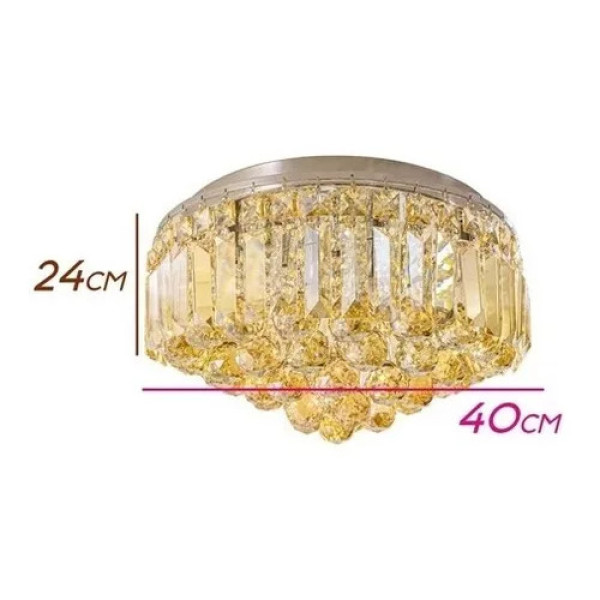 PLAFON DE SOBREPOR KRI CROMADO E AMBAR (D)40CM (A)24CM 5XG9 200W - HU1103A