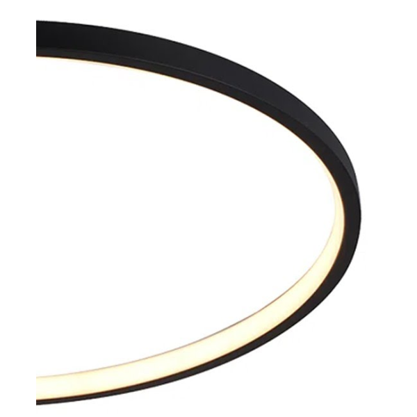 PLAFON DE SOBREPOR BAMBOLE PRETO (D)50CM (A)6CM 1X30W 3000K 1024LM - FO026LB