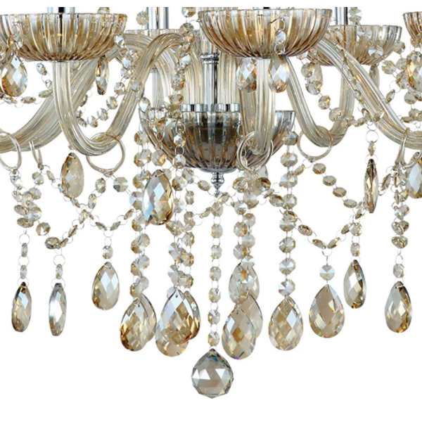 LUSTRE ANJOU CROMADO E CHAMPAGNE (D)68CM (A)68CM 8XE14 320W - JF018A