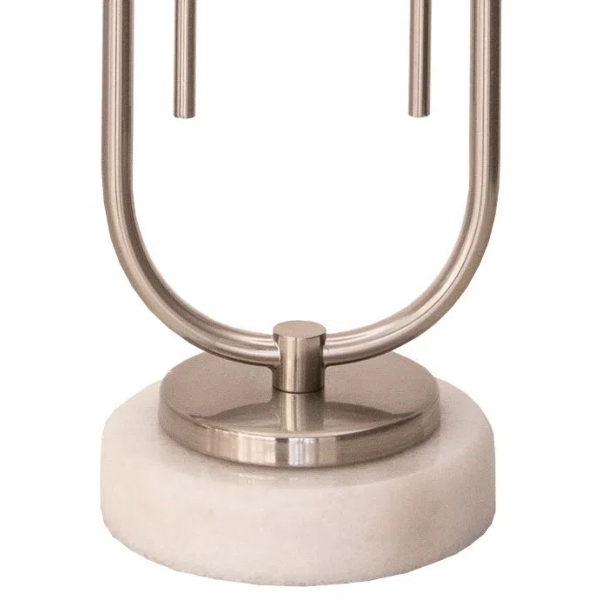 BASE PARA ABAJUR MONACO NIQUELADO E BRANCO (D)14CM (A)42CM 1XE27 40W - GL015N