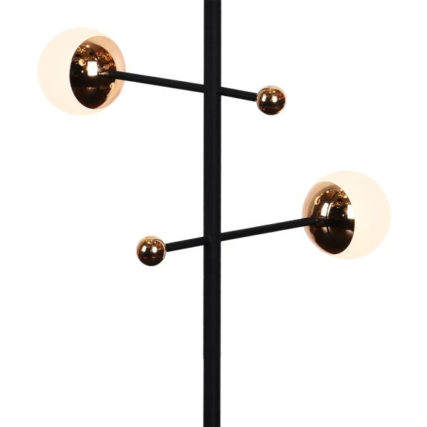 ABAJUR FUXICO DOURADO E PRETO E BRANCO (D)28CM (A)52CM 4X3W 3000K 600LM - JU004