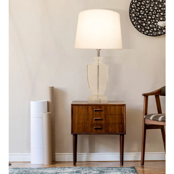 BASE PARA ABAJUR CLASSIC CROMADO E TRANSPARENTE (C)16CM (L)11CM (A)45CM 1XE27 40W - XL1121