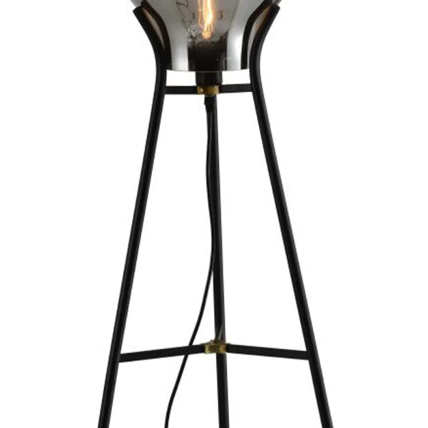 COLUNA CAJU PRETO E CROMADO (D)40CM (A)154CM 1XE27 40W - RZ004