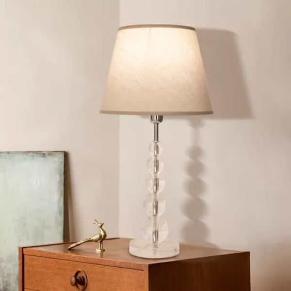 BASE PARA ABAJUR CRILY CROMADO E TRANSPARENTE (D)14CM (A)39CM 1XE27 40W - TE0127