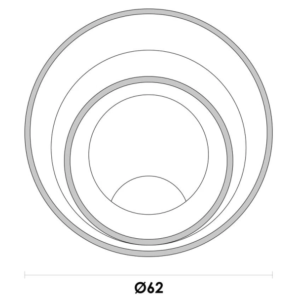 PLAFON DE SOBREPOR LOOP PRETO E DOURADO (D)62 + 42CM (A)5,2CM 1X48W 3000K 1500LM LED