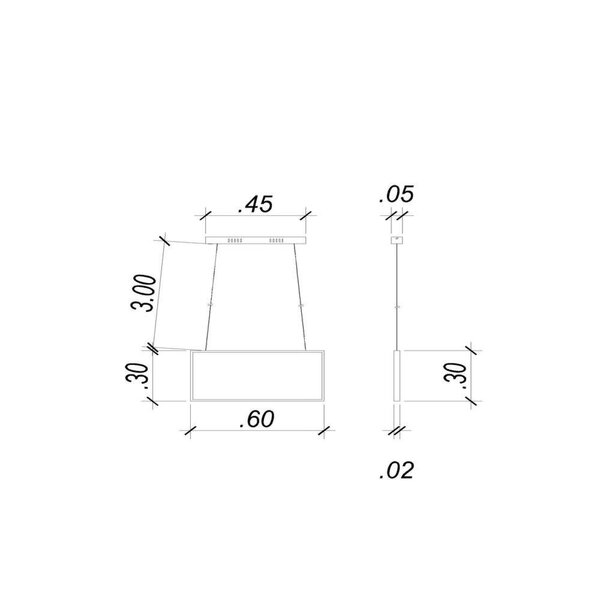 PENDENTE TEC PRETO (C)60CM (L)30CM (A)2CM 1X32W 3000K 1810LM - GD015B