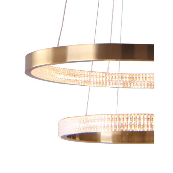 PENDENTE OCA DOURADO E TRANSPARENTE (D)80+60CM (A)4CM 42W + 32W 3000K 4356LM - GD003