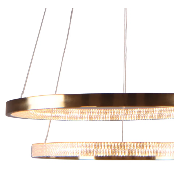 PENDENTE OCA DOURADO E TRANSPARENTE (D)60+40CM (A)4CM 32W + 22W 3000K 3168LM - GD002