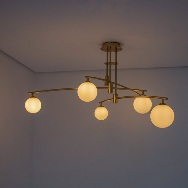 PLAFON DE SOBREPOR CALDER DOURADO E BRANCO (C)116CM (A)52CM 6XG9 42W - DW004