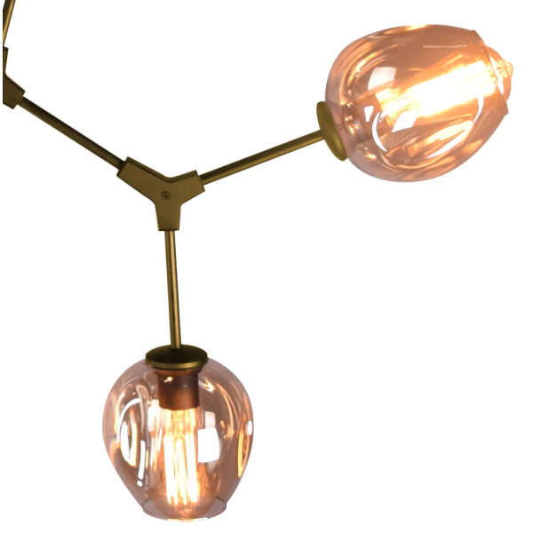 PENDENTE ORBE DOURADO E CHAMPAGNE (C)150CM (L)40CM (A)95CM 9XE27 360W - KY001LG