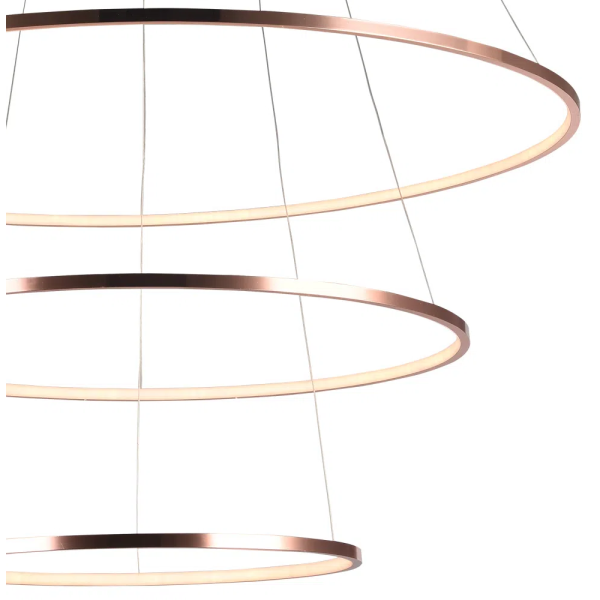 PENDENTE BIRDIE ROSE GOLD E BRANCO (D)80 + 60 + 40CM (A)42CM 17W + 13W + 9W - KW002E