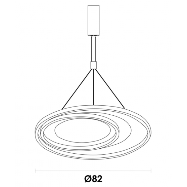 PENDENTE LOOP PRETO E DOURADO (D)82 + 62CM (A)2,2CM 1X76W 3000K 2280LM LED