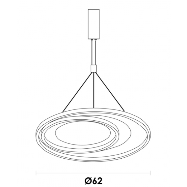 PENDENTE LOOP PRETO E DOURADO (D)62 + 42CM (A)2,2CM 1X48W 3000K 1500LM LED