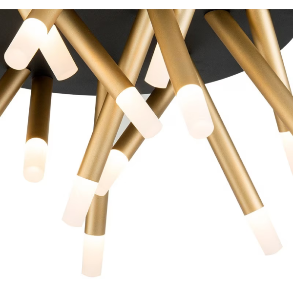 PLAFON DE SOBREPOR MANACÁ DOURADO E PRETO E BRANCO (D)62CM (A)30.5CM 16W + - BD001M