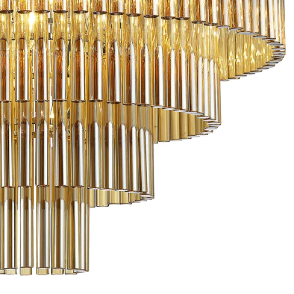 PENDENTE VIVI DOURADO E CONHAQUE (D)60CM (A)42CM 9XE14 360W - AQ031G