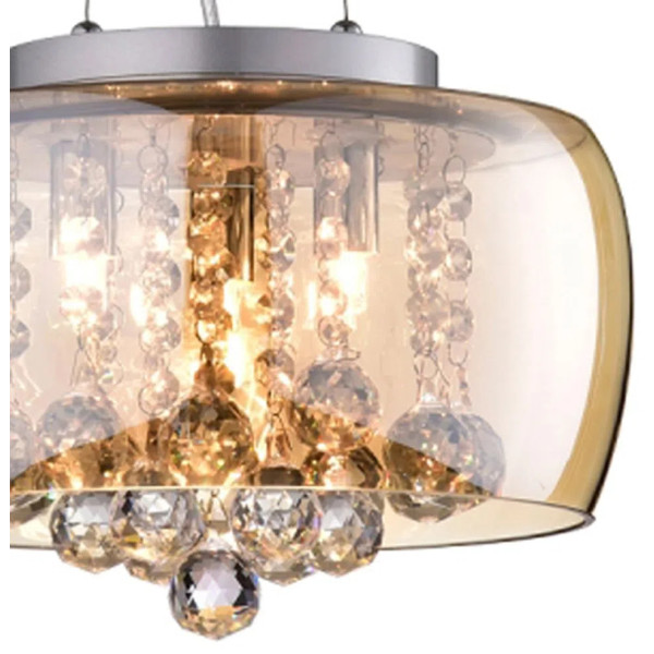 PENDENTE / PLAFON SOHO CROMADO E TRANSPARENTE E AMBAR (D)28CM (A)13CM 3XG9 75W - PD005AM