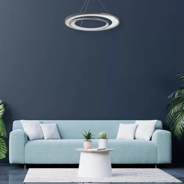 PENDENTE LOOP CROMADO E BRANCO (D)82 + 62CM (A)2.2CM 1X76W 3000K 3000LM - HM010CR