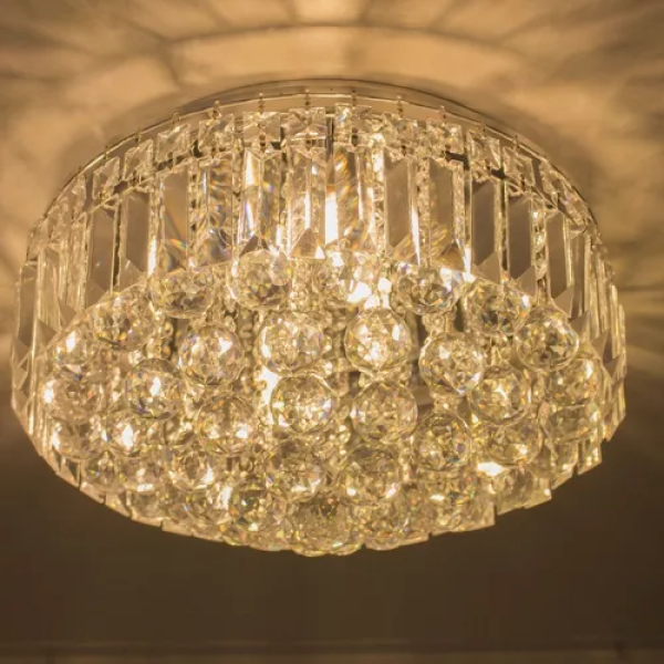 PLAFON DE SOBREPOR KRI CROMADO E TRANSPARENTE (D)40CM (A)24CM 5XG9 200W - HU1103