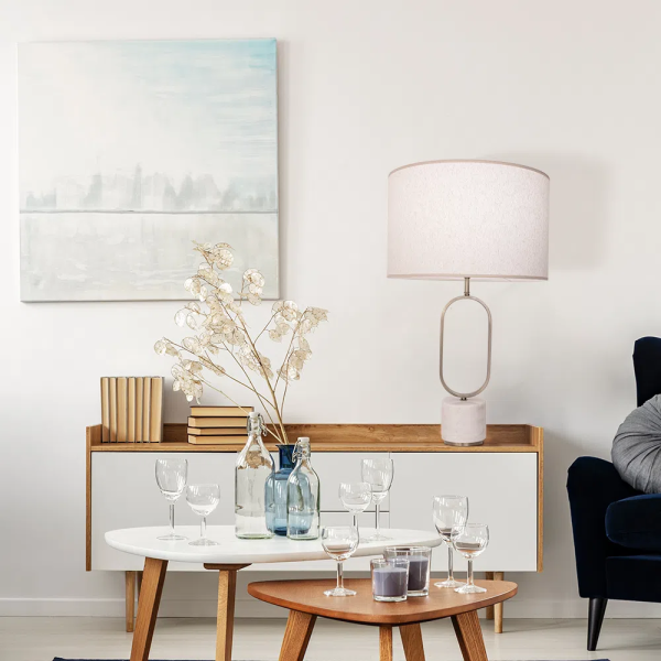 BASE PARA ABAJUR OVALE BRONZE E BRANCO (D)16CM (L)14CM (A)56CM 1XE27 40W - GL019G