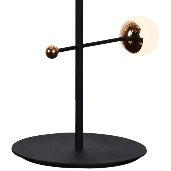 ABAJUR FUXICO DOURADO E PRETO E BRANCO (D)28CM (A)52CM 4X3W 3000K 600LM - JU004