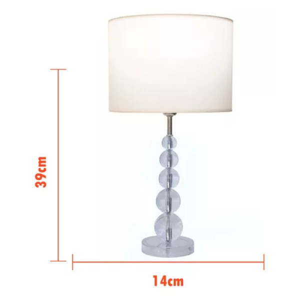 BASE PARA ABAJUR CRILY CROMADO E TRANSPARENTE (D)14CM (A)39CM 1XE27 40W - TE0127