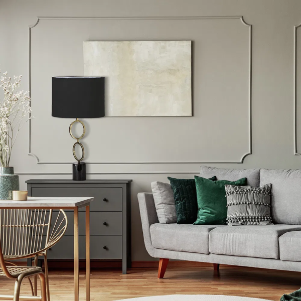 BASE PARA ABAJUR TARSILA DOURADO E PRETO (C)14CM (L)14CM (A)55.5CM 1XE27 40W - GL008