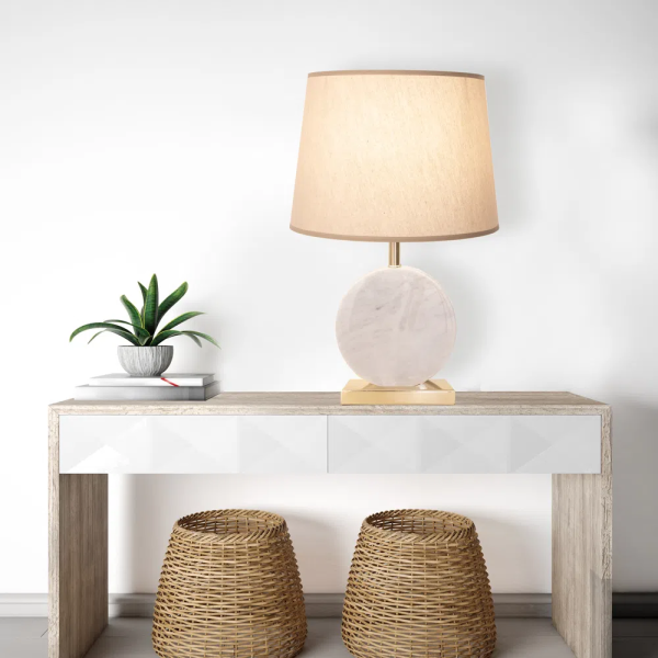 BASE PARA ABAJUR BIAGIO DOURADO E BRANCO (D)22CM (L)12CM (A)37CM 1XE27 40W - GL016WG