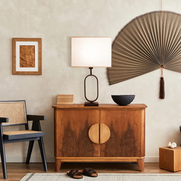 BASE PARA ABAJUR ARCO PRETO (C)10CM (L)15CM (A)45CM 1XE27 40W - GL018B