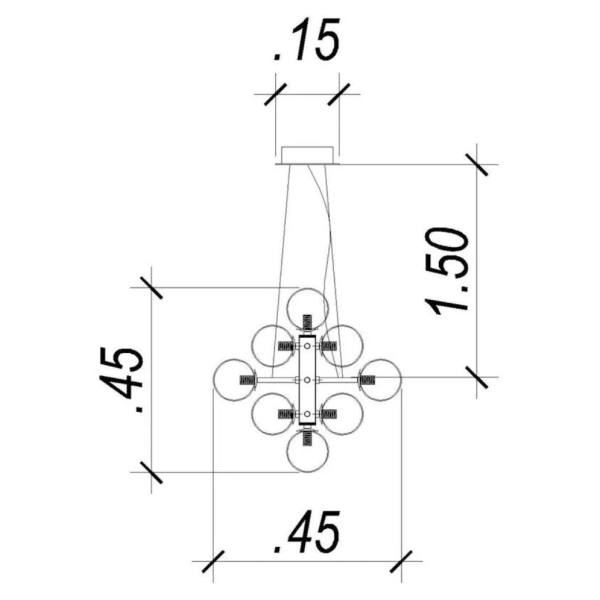 PENDENTE VINHA DOURADO E CONHAQUE (D)45CM (A)45CM 14XG9 98W - QT001G