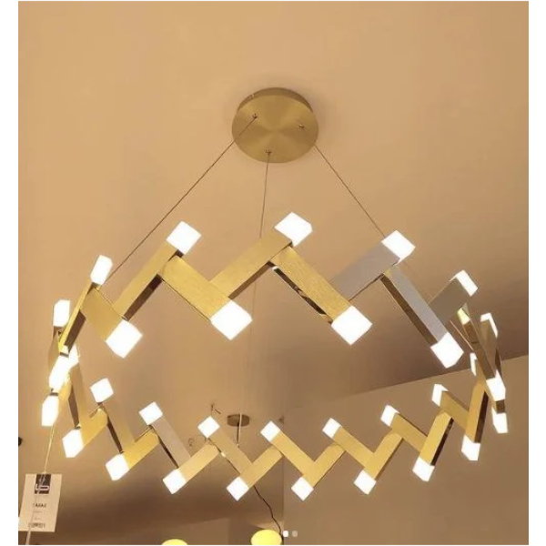 PENDENTE SARAU DOURADO (D)82.5CM (A)19.8CM 32X1.4W 3000K 2800LM - HS002