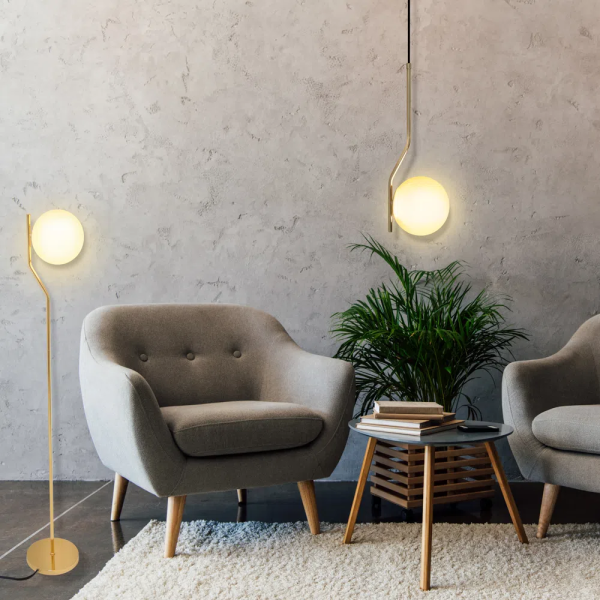 COLUNA VIVA DOURADO E BRANCO (D)25CM (A)160CM 1XE27 BOLINHA 5W - SQ008