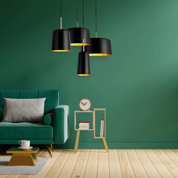 PENDENTE BOT PRETO E DOURADO (D)50CM (A)38,5CM 1X40W E27