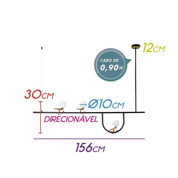 PENDENTE BEM-TE-VI PRETO E DOURADO (C)156CM (A)30CM 3XG9 75W - TR007