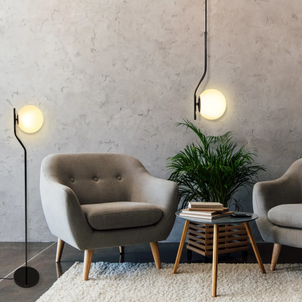 COLUNA VIVA CROMO NEGRO E BRANCO (D)25CM (A)160CM 1XE27 BOLINHA 5W - SQ008B