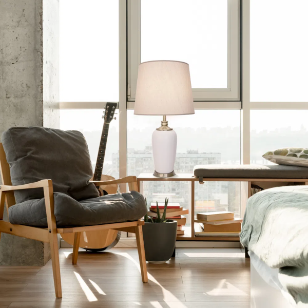 BASE PARA ABAJUR PIANO BRONZE E BRANCO (D)17CM (A)50CM 1XE27 40W - GL012W