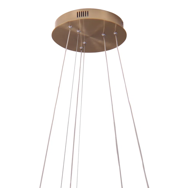 PENDENTE OCA DOURADO E TRANSPARENTE (D)80+60CM (A)4CM 42W + 32W 3000K 4356LM - GD003