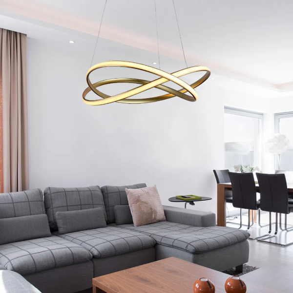 PENDENTE NODO DOURADO (D)50CM (A)15CM 1X36W 3000K 1188LM LED