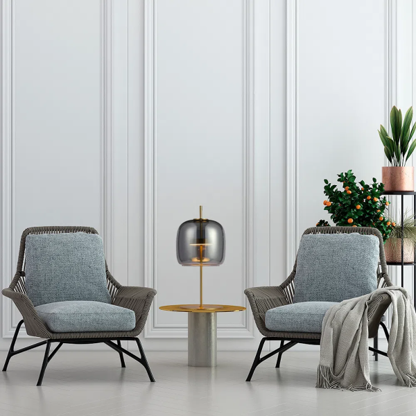 ABAJUR MIA DOURADO E FUME (D)26CM (A)56CM 1X1W 3000K 300LM LED